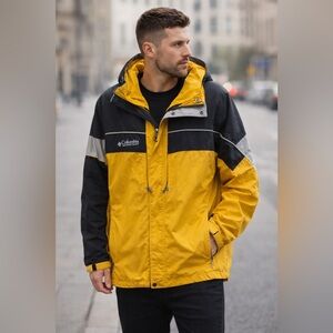Columbia Gore-Tex Interchange Jacket Men’s XLT Tall Yellow Waterproof Hooded